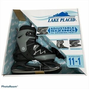Lake Placid Ice Skates NEW Sz 11-1 Adjustable Youth Kids Gray Black
